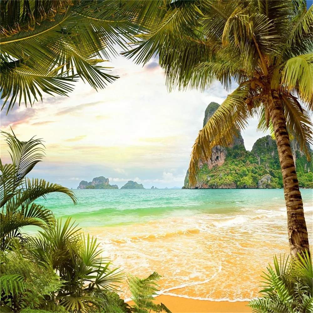Laeacco Summer Tropical Sea Beach Palm Tree Scenic ...