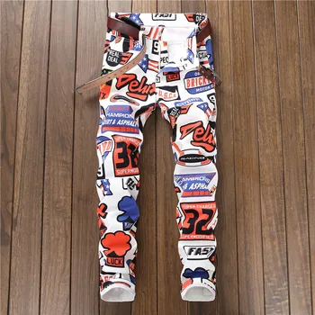 

2019 CHOLYL new jeans men imprimer Color printing design stretch jeans Soft Comfortable European and American style jeans men