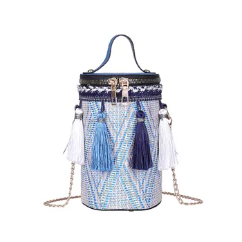 

Leader Show Summer Fashion Shoulder Bag Handbag High Quality Women Bag Messenger Round Tote Bag Hand Metal Ring Tassel Chain