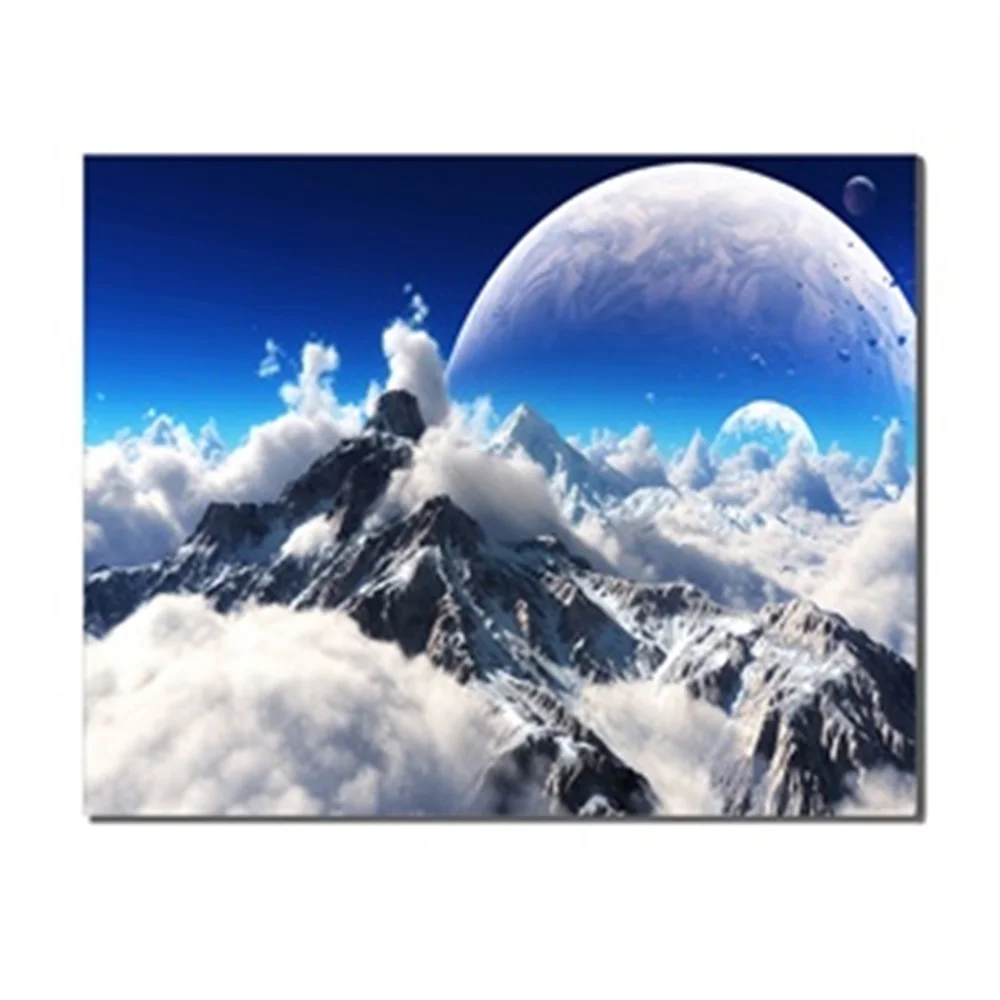

Moon Sky Night Cloud Mountain Wall Decoration Oil Canvas Artwork Paintings Frameless Living Room Prints Mural Wallpaper