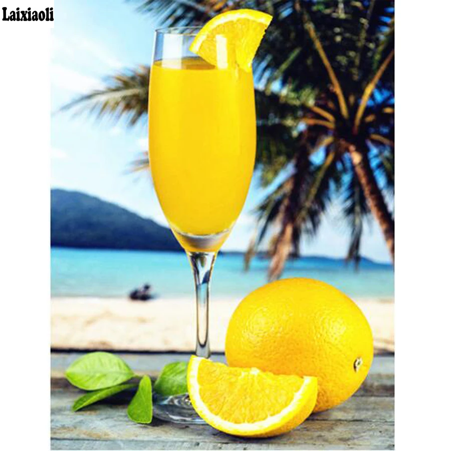 

Diamond Painting Full Drill Square Fruit orange juice Diamond Embroidery Full Display Diamond Mosaic Sale Rhinestones Pictures