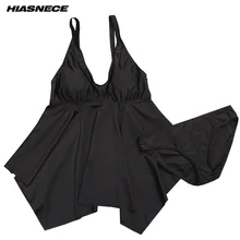 Женский раздельный купальник из двух частей, комплект из 3 предметов, черный однотонный топ, треугольные трусы, большой размер 4XL, пляжная одежда, купальные костюмы