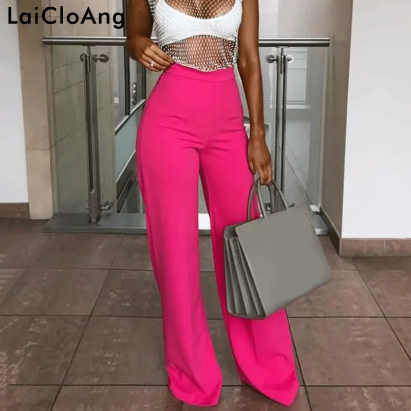 

LaiCloAng Spring High Waist Casual Pants Women Fashion Wide Leg Loose Trousers Women Solid Streetwear Summer Women Pants