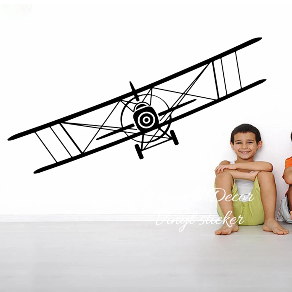 Cartoon Airplane Wall Sticker Bedroom Kids Room Large Plane Aircraft Wall Decal Living Room Boy Room Vinyl Home Decor  (2)
