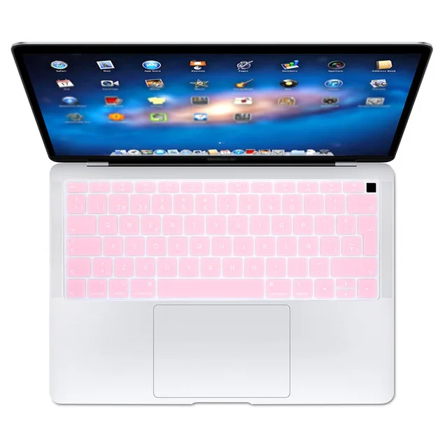 Solid pink Испанский ЕС Teclado защитный чехол для клавиатуры, защитная кожа для нового Apple MacBook Air 13 13,3 дюймов A1932 Touch ID - Цвет: Solid pink