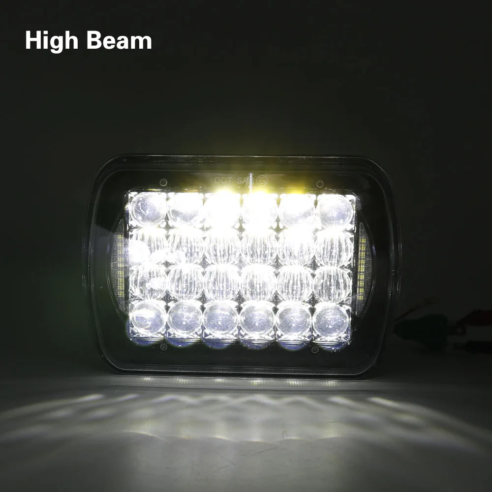 Car 7x6 5x7 Inch Projector Sealed Beam Head Light 5D LED Headlight With DRL Angle Eyes for Jeep Cherokee XJ Truck 4X4 Offroad (23)