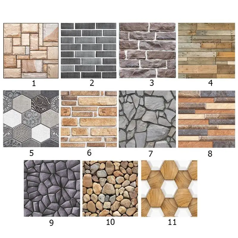 Rustic 3D Decorative Wall Decals Brick Stone Self-adhesive Wall Sticker Home Decor Wallpaper Roll Bedroom Kitchen Decor