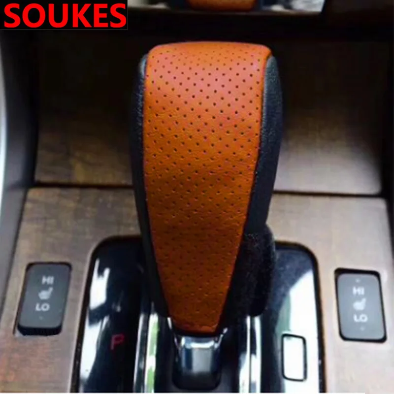 

Top Layer Leather Breathable For Volvo S60 V70 XC90 Subaru Forester Peugeot 307 206 308 407 Car Shift Knob Cover