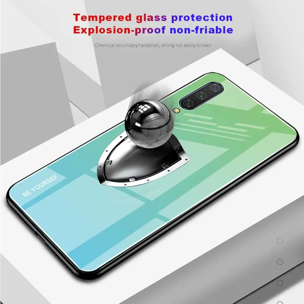 For Xiaomi mi CC9 Case Luxury Hard Gradient Tempered Glass Soft Silicone Cover Case For Xiaomi CC9e miCC9 CC 9e Funda Shockproof (2)