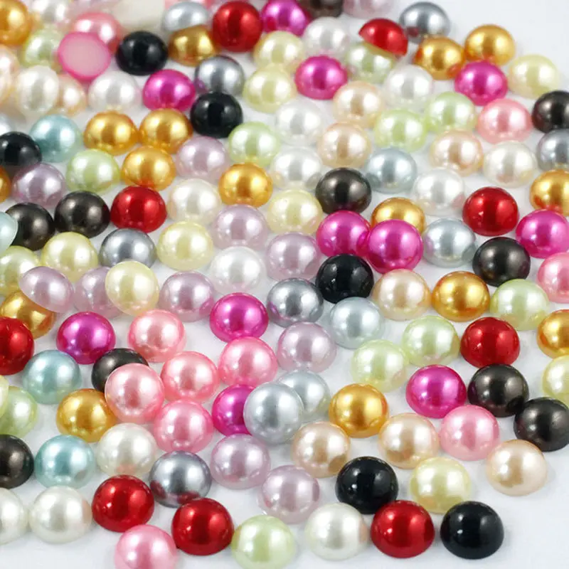 WHITE CRAFTS 3mm HALF ROUND RESIN IMITATION *PEARL BEADS* FOR NAIL ART