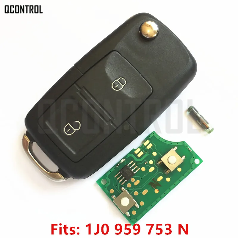 QCONTROL Автомобильный Дистанционный Ключ DIY для SKODA FABIA OCTAVIA 1J0959753N HLO 1J0 959 753 N 753N 433 МГц