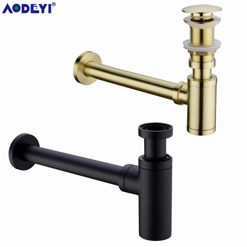 Billige AODEYI Messing Bad Becken Waschbecken Tap Flasche Falle Drain Kit Abfall FALLE Pop Ablauf Desodorierung Gebürstet Gold Schwarz  bronze Chrom