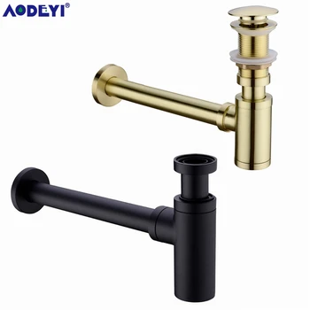 

Brass Bathroom Basin Sink Tap Bottle Trap Drain Stopper Kit Waste TRAP Pop Drain Deodorization Brushed Gold/Black/Bronze/Chrome