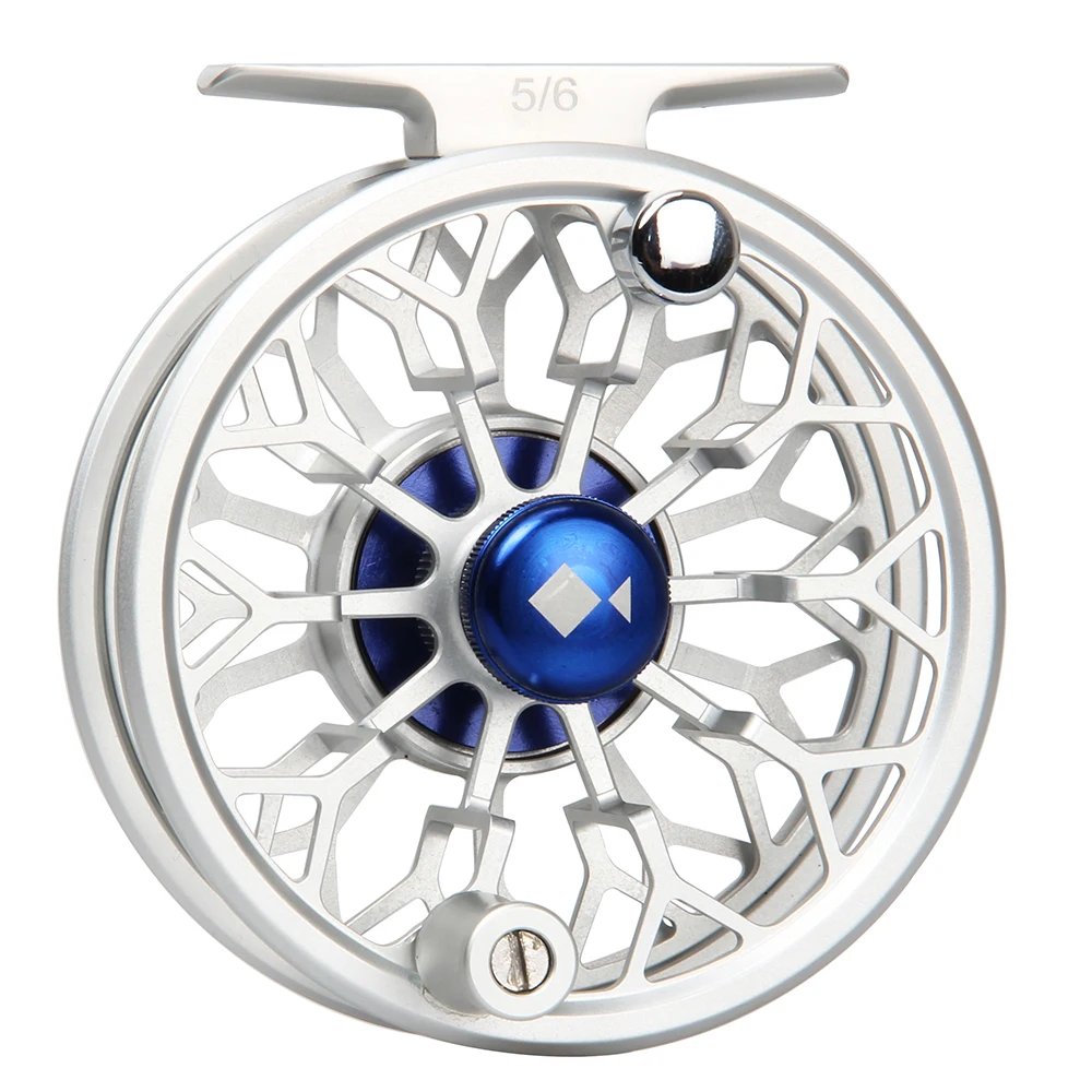

3/4 5/6 7/8WT Fly Reel CNC Machined 6061 Aluminum Full Metal Reel Large Arbor Silver/Blue Color Fly Fishing Reel
