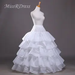 MissRDress 4 Обручи Белый Нижняя юбка 5 слоев Свадебные пышная бальная юбка кринолин скольжения для свадебное платье Интимные аксессуары JKC2