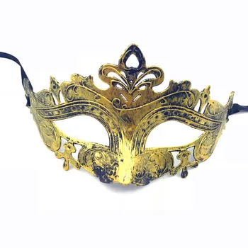 

Halloween Mask Gold Silver Bronze Roman Man Half Face Flat Head Carved Venice Mask Halloween mask party accessories
