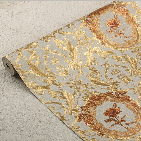 New luxury European golden floral wallpaper Luxury Rose flowers background wallpaper For bedroom 3D Gold foil Wall Paper mural New luxury European golden floral wallpaper Luxury Rose flowers background wallpaper For bedroom 3D Gold foil Wall Paper mural