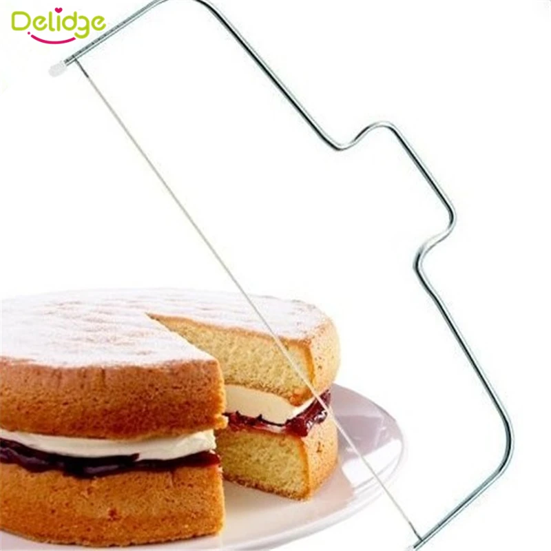 

Delidge 1 pcs Adjustable Cake Slicer Wire Leveler 32 cm Stainless Steel Pastry Delaminator Cake Bread Cutter Pizza Dough