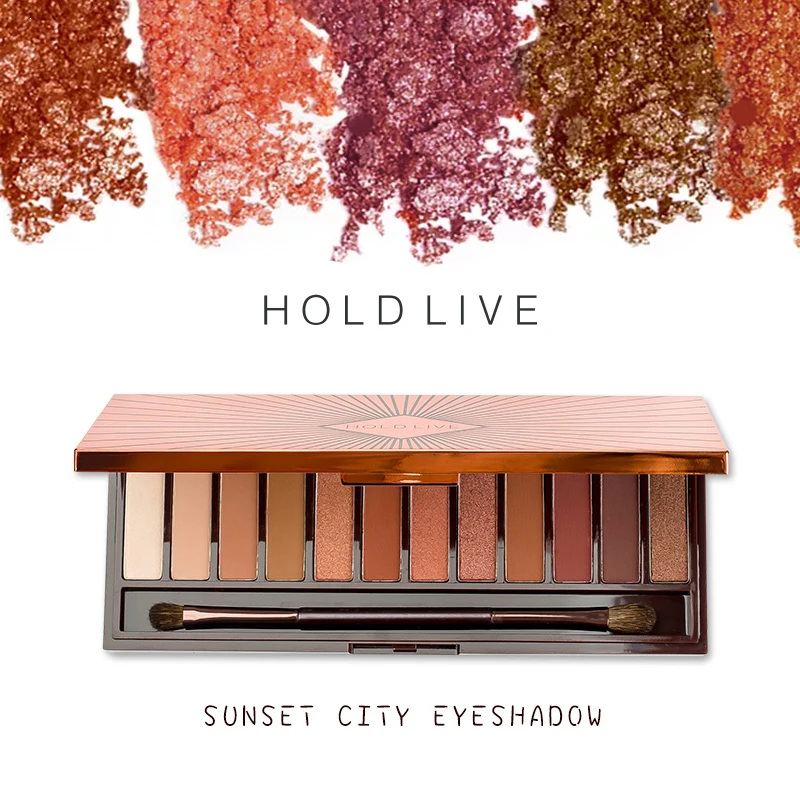 

HOLD LIVE Sunset City Eyeshadow Palette 2018 Nude Shimmer Glitter Eye Shadow Pigmented Peach 12 Colors Eyes Makeup Shadow
