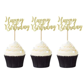 

12pcs Mini Happy Birthday Cupcake Topper Birthday Party Cake Decoration Party Supplies Free Shipping