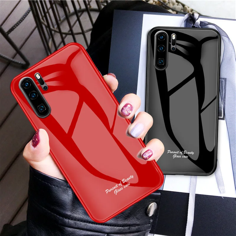 

Phone Case for Huawei P30 Pro Case Cover Luxury Tempered Glass Soft Silicone Frame Cover for Huawei P30 Lite P30Pro P30Lite Case
