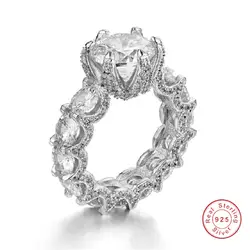 Роскошные 925 пробы серебряный дракон кольца в виде лапок для женщин CZ живопись полный 3ct Имитация Алмазный Свадебные обручение кольцо ЮВЕ