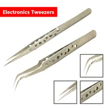 Электроника промышленные пинцеты антистатические изогнутые прямой наконечник точность нержавеющая сталь щипцы телефон ремонт ручные инструменты набор