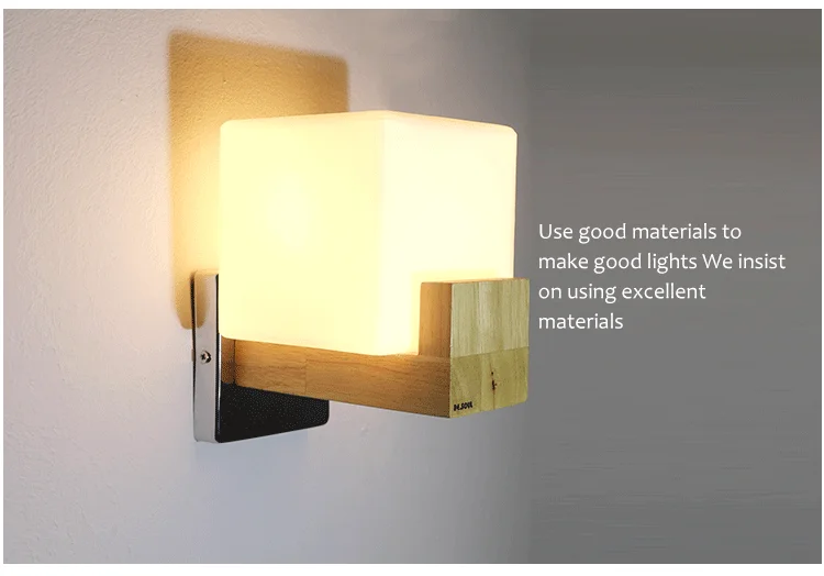 DE.SOUL Japan Style Modern Oak Wood Wall Lamps Cube Sugar Lampshade Bedroom Bedside Wall Light Home Wall Sconce 110-220V_13