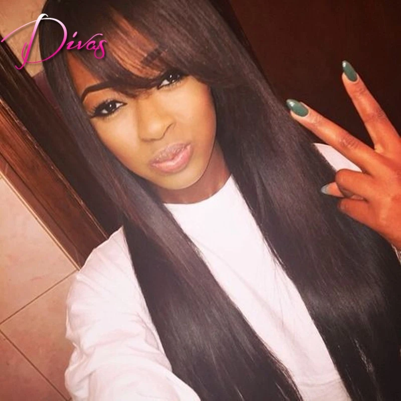 Silk font b Straight b font Full Lace Human font b Hair b font Wig Lace