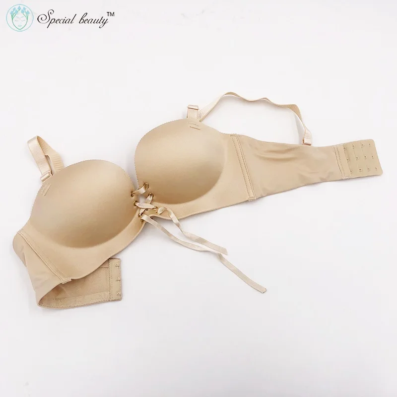 

Special beauty!!!Free shipping!!Skin color Super Push Up Smooth Soft Breathable One pull A to C Cup One-Piece Sexy pull rope Bra