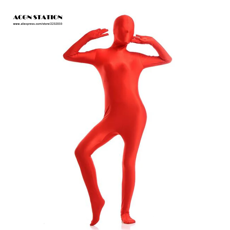 

2016 New Lycra Spandex Zentai Suit Red Halloween Costume Cosplay