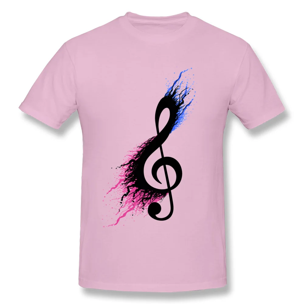 Music sign spill Group Summer 100% Cotton Fabric Crewneck Men Tees Printed On Tee-Shirts Brand New Short Sleeve Top T-shirts Music sign spill pink