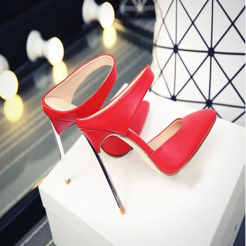 

New summer woman sandals metal heel high heel slip-on shoes sexy pointed toe stiletto sandals slingback dress woman shoes