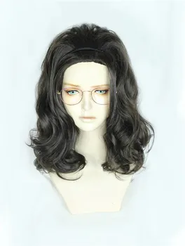 

New Arrival Nico Cosplay Wig Halloween Cosplay Costume Wig Hair Game 50cm Black Wavy Wig +Cap +Track