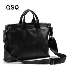 2016 GSQ Men Messenger Bags Leather Bag Men Briefcase 14′ Computer Bags Fashion Handbags High Quality Famous Brand Business Bag