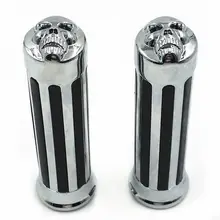 " хромированный череп рукоятка для Harley Sportster Dyna Honda Kawasaki Suzuki крейсер Yamaha