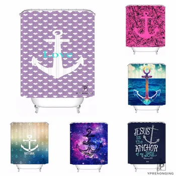 

Custom Hope Anchor Interlock Waterproof Shower Curtain Home Bath Bathroom s Hooks Polyester Fabric Multi Sizes180509-60