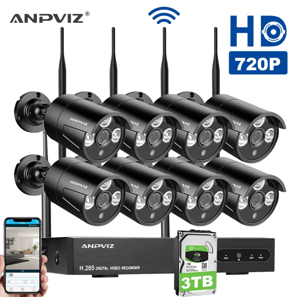 

Anpviz Wireless Security Cameras System-1080p 8CH HDMI NVR with (8) 720P HD 1.0MP Weatherproof Outdoor Indoor IP Cameras
