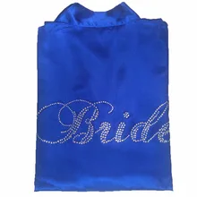 С искусственными бриллиантами, синий Для женщин атласное кимоно, одежда для сна, спальная одежда невесты Свадебный халат женский сексуальные пижамы S M L XL XXL XX10