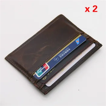 

2pcs/lot Super Slim Soft Wallet 100% Business Cow Genuine Leather Mini Credit Card Purse Holders Men s Thin Small
