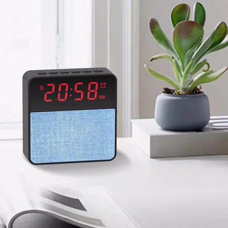 

Cloth Alarm Clock FM Radio Digital LED Display soonze Despertador Voice Call Table Clock Electronic Home Bluetooth music player