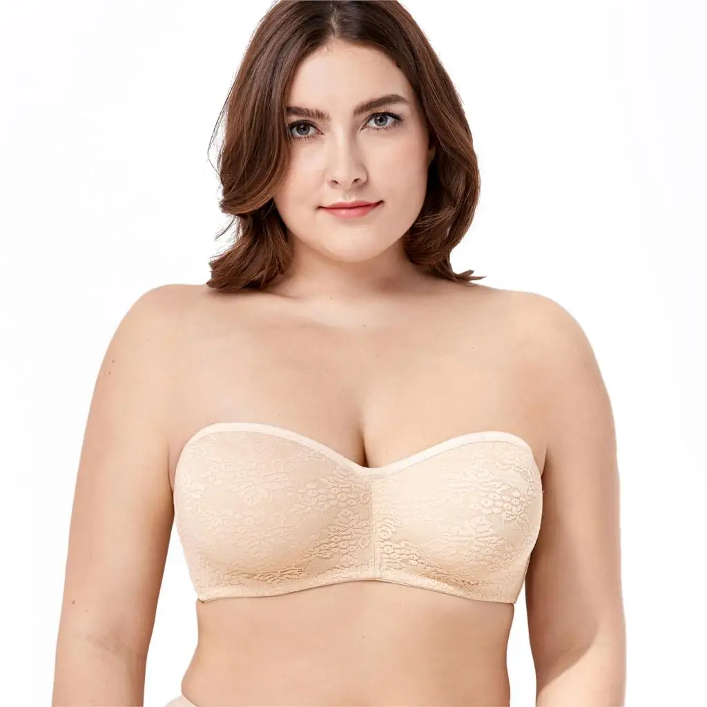 Women's No Padding Underwire Smooth Lace Multiway Strapless Brain Bras