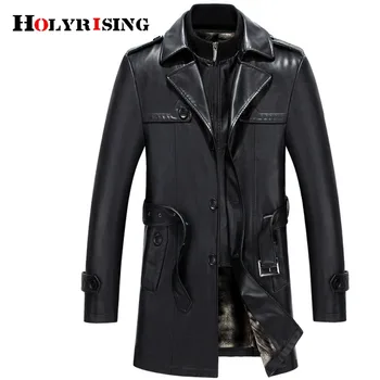 Holyrising-Chaqueta De Cuero sintético para Hombre, Chaqueta informal De piel sintética en color negro, suave, M-4XL