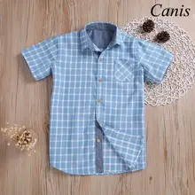 Хлопковая рубашка в клетку для маленьких мальчиков, Повседневная летняя одежда