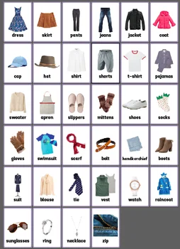

34Pcs/Set Kids Clothing Flashcard Learn English Teaching AIDS A4 Poster Classroom Decoration Educational Toys For Children