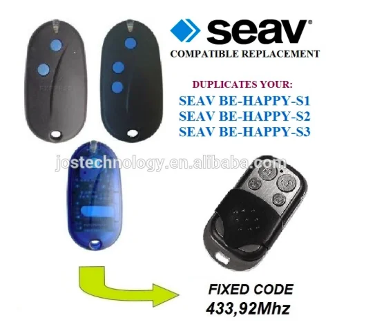 

SEAV BE-HAPPY-S1/S2/S3 compatible replacement remote fixed code 433mhz