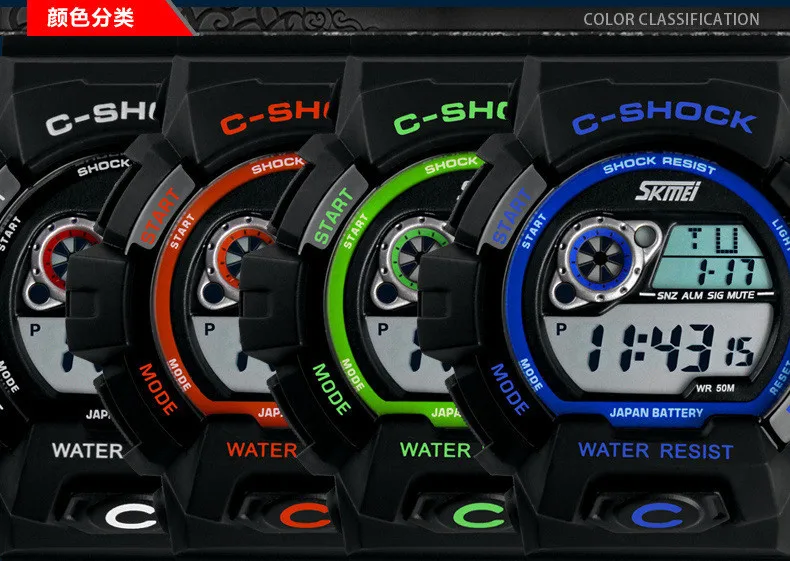 Крутые спортивные мужские цифровые часы с хронографом любимая у студентов светящиеся Резиновые наручные часы 30 м водонепроницаемые часы NW772