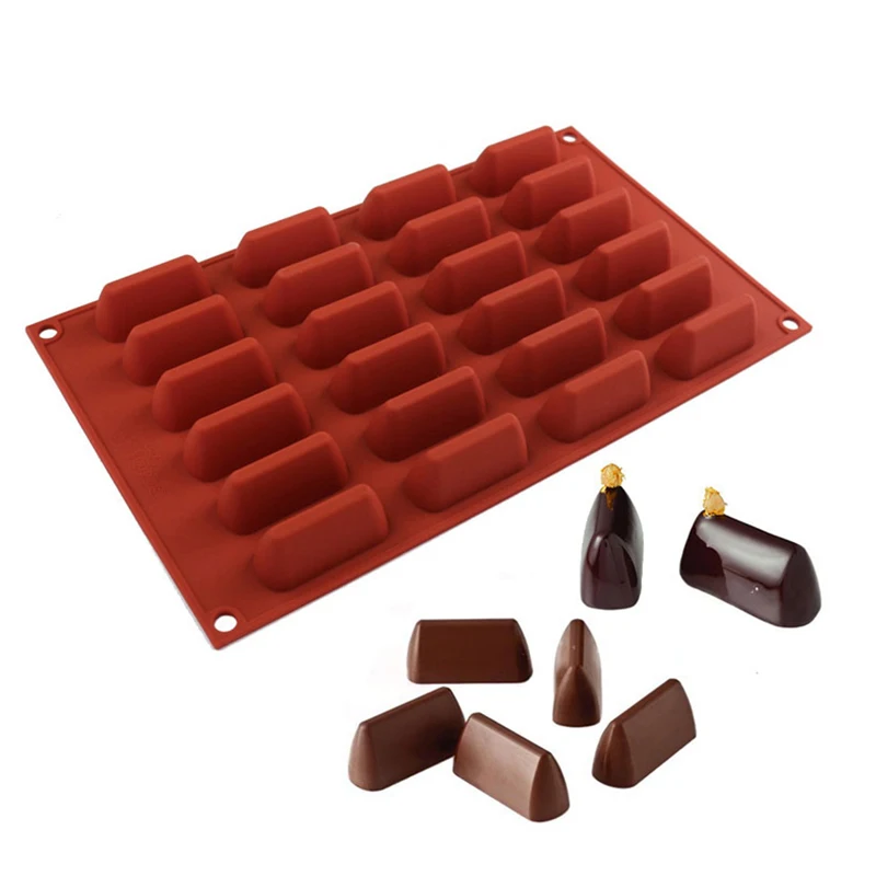 

Diniwell 24 Cavities Gianduiotto Rectangle Hill Shaped Silicone Chocolate Mold 3D Baking Cake Mould For Muffin Soap and Pudding