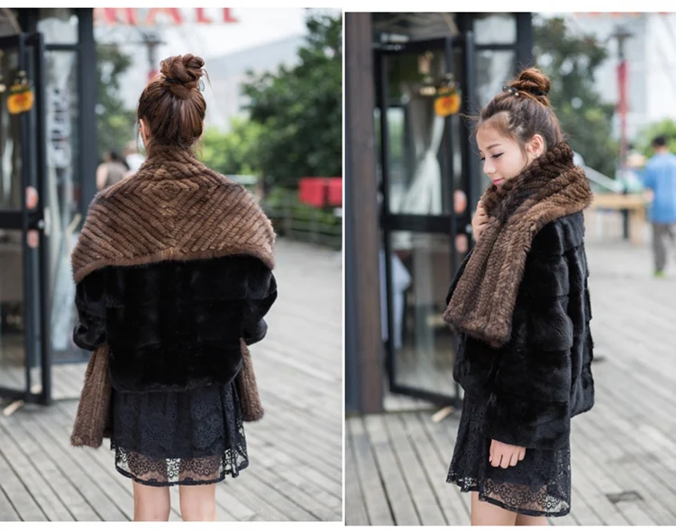 knitted mink fur shawl for lady women real (3)