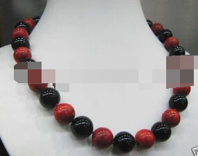 

FREE SHIPPING>>@> A728 Round Black ONYX Red CORAL Multi-Color Strand Necklace
